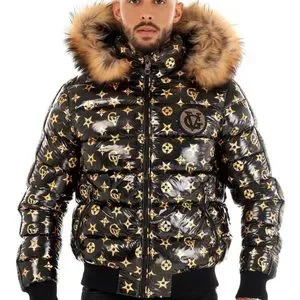 George V | Jackets & Coats | Gold Black Fur Jacket George V Designer ...